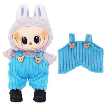 Combinaison à bretelles en forme d\'ours rayé pour Labubu Mini Figure 17cm - Bleu