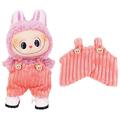 Combinaison à bretelles en forme d'ours rayé pour Labubu Mini Figure 17cm - Rose