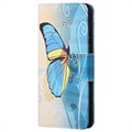 Étui Portefeuille Style pour Nokia 5.4 - Papillon Bleu