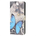 Étui Portefeuille Style pour Samsung Galaxy A02s - Papillon Bleu
