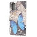 Étui Portefeuille Style pour Samsung Galaxy A02s - Papillon Bleu