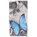 Étui Portefeuille Style pour iPhone 11 Pro - Papillon Bleu