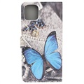 Étui Portefeuille Style pour iPhone 11 - Papillon Bleu