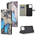 Étui Portefeuille iPhone 13 Pro Max - Série Style - Papillon Bleu