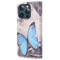 Étui Portefeuille iPhone 13 Pro Max - Série Style - Papillon Bleu