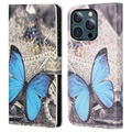 Étui Portefeuille iPhone 13 Pro Max - Série Style - Papillon Bleu