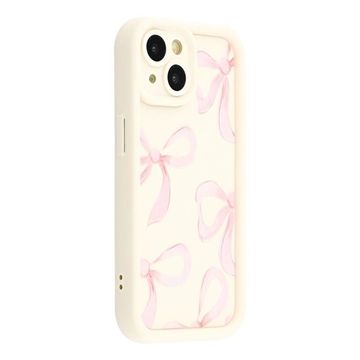 Coque TPU antichoc élégante iPhone 13 avec bords relevés - Blanche / Gros nœud