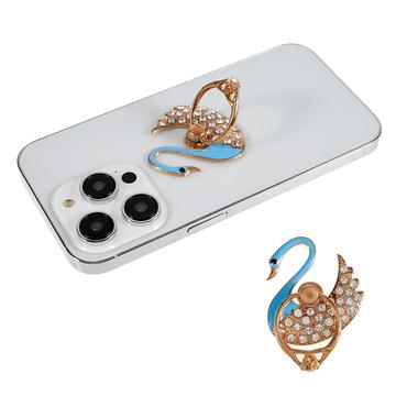 Cygne Paillettes Bling Téléphone Anneau Titulaire Anneau De Téléphone Grip Strass Stand Doigt Béquille En Métal Dos Grip - Bleu Bébé