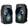 T-Wolf S11 Stereo PC Speakers with RGB Lights - Black