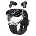 T97 Montre intelligente 2-en-1 avec écouteurs TWS intégrés - Argent