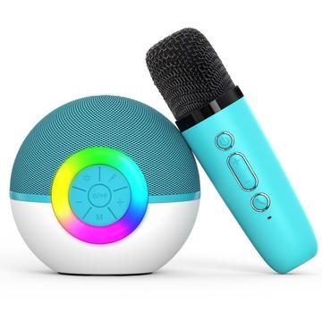 T97 Microphone Karaoké pour enfants avec haut-parleur et caisson de basse Bluetooth - Vert