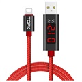 Câble de Donnée & de Charge Lightning avec Écran LED TOPK AC27 - 1m - Rouge