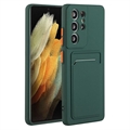 Coque Samsung Galaxy S23 Ultra 5G en TPU avec Porte-Cartes - Vert Foncé