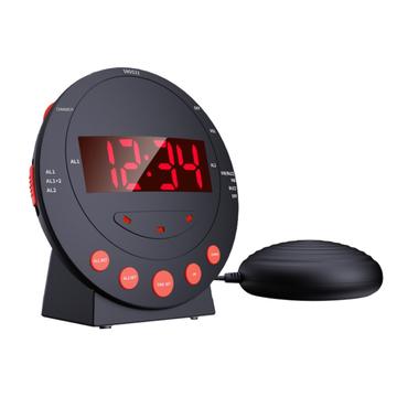 TS-BC600 Réveil vibrant avec affichage 12/24 heures pour sourds et personnes âgées - Noir