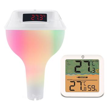 TS-PL04 Thermomètre solaire sans fil RGB pour piscine avec récepteur intérieur