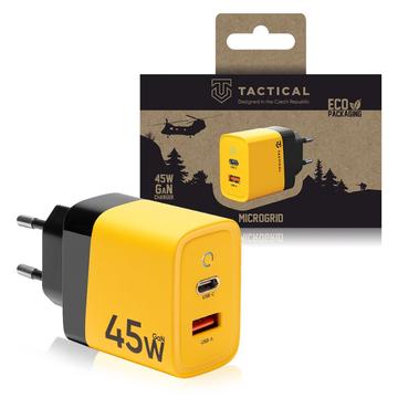 Chargeur mural 45W Tactical Microgrid GaN - PD3.0 USB-C, QC3.0 USB-A - Jaune