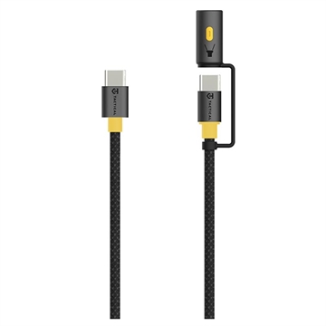 Tactical Stinger Câble USB-C / USB-C avec lampe de poche amovible - 60W, 1.5m - Noir
