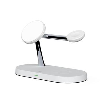 Tech-Protect A12 3-en-1 MagSafe Wireless Charger 15W avec lampe LED intégrée (Emballage ouvert - Acceptable) - Blanc