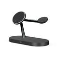 Tech-Protect A12 3-en-1 MagSafe Wireless Charger 15W avec lampe LED intégrée (Emballage ouvert - Satisfaisant Bulk) - Noir