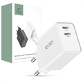 Chargeur Réseau 2 Ports Tech-Protect C35W - 2xUSB-C - Blanc