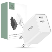 Chargeur Réseau 2 Ports Tech-Protect C35W - 2xUSB-C - Blanc