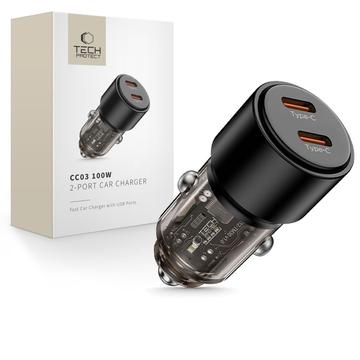 Chargeur de voiture double USB-C Tech-Protect CC03 100W - Noir
