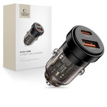 Tech-Protect CC03 Chargeur de voiture à double port 45W - Noir