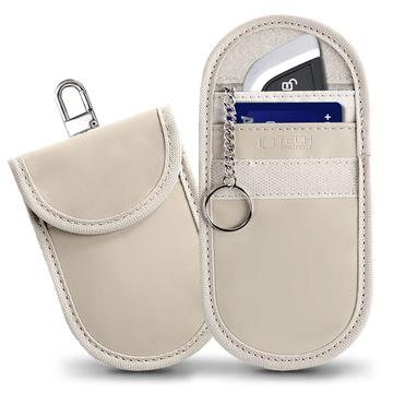 Tech-Protect KLR100 Étui à clés de voiture avec porte-cartes bloquant l\'identification par radiofréquence - Café au lait