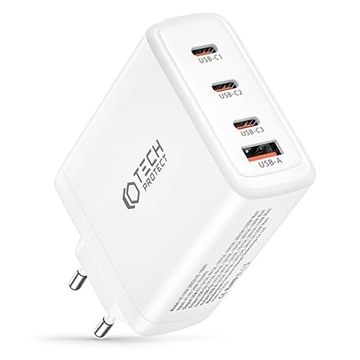 Chargeur Réseau Tech-Protect NC100W-GAN 4 Ports 100W - 3xUSB-C, USB-A - Blanc