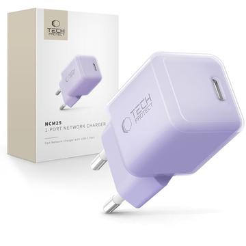 Tech-Protect NCM25 Chargeur USB-C 25W - Power Delivery - Bébé violet