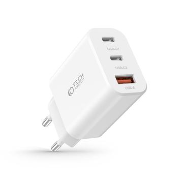 Tech-Protect Network 30W Wall Charger W. 2x USB-C & 1x USB-A (Emballage ouvert - Satisfaisant Bulk) - Blanc