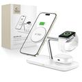 Chargeur magnétique sans fil 3-en-1 Tech-Protect QI15W-A45 - Compatible Magsafe - Blanc