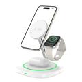 Tech-Protect QI15W-A46 Chargeur sans fil MagSafe 3-en-1 avec rétroéclairage atmosphérique - Blanc