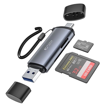 Lecteur de cartes SD et MicroSD USB-A/USB-C Tech-Protect UltraBoost - Gris