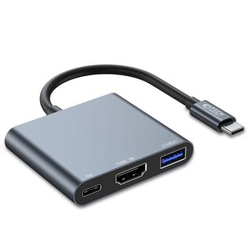 Tech-Protect V1 Hub 3-en-1 USB-C multiport - USB-A / USB-C / HDMI - Gris