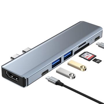 Tech-Protect V5 Adaptateur Hub USB-C 7-en-1 Multiport - Gris