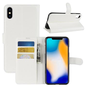 Étui Portefeuille iPhone XS Max avec Support - Blanc