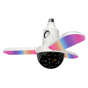 Lampe d\'ambiance LED pliable à trois feuilles pour plafond avec haut-parleur Bluetooth - Ciel étoilé