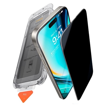 Protecteur d\'écran iPhone 16 Pro Torras GlassGo Privacy avec cadre Auto-Align