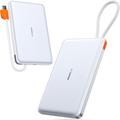 Torras Mini Slim PD Power Bank avec câble USB-C intégré - 10000mAh - Blanc