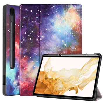 Étui à Rabat Samsung Galaxy Tab S7+/S8+ - Série Tri-Fold - Galaxie