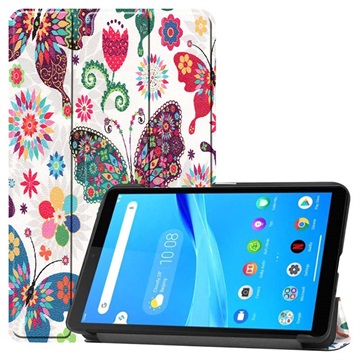 Étui à Rabat Lenovo Tab M7 - Série Tri-Fold - Papillons / Fleurs