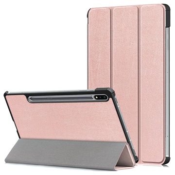 Étui à Rabat Smart Samsung Galaxy Tab S7 FE - Série Tri-Fold - Rose Doré