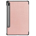 Étui à Rabat Smart Samsung Galaxy Tab S7 FE - Série Tri-Fold - Rose Doré