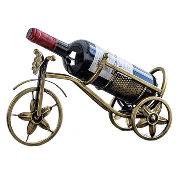 Porte-bouteilles décoratif en métal en forme de tricycle - Or