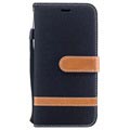 Étui Portefeuille iPhone X / iPhone XS Two-Tone Jeans - Noir