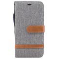 Étui Portefeuille iPhone X / iPhone XS Two-Tone Jeans - Gris