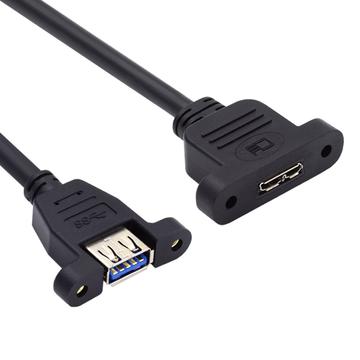 U3-083-AF 50cm Type-A USB 3.0 femelle vers Micro 3.0 Type-B femelle à montage vissé Câble d\'extension 5Gbps