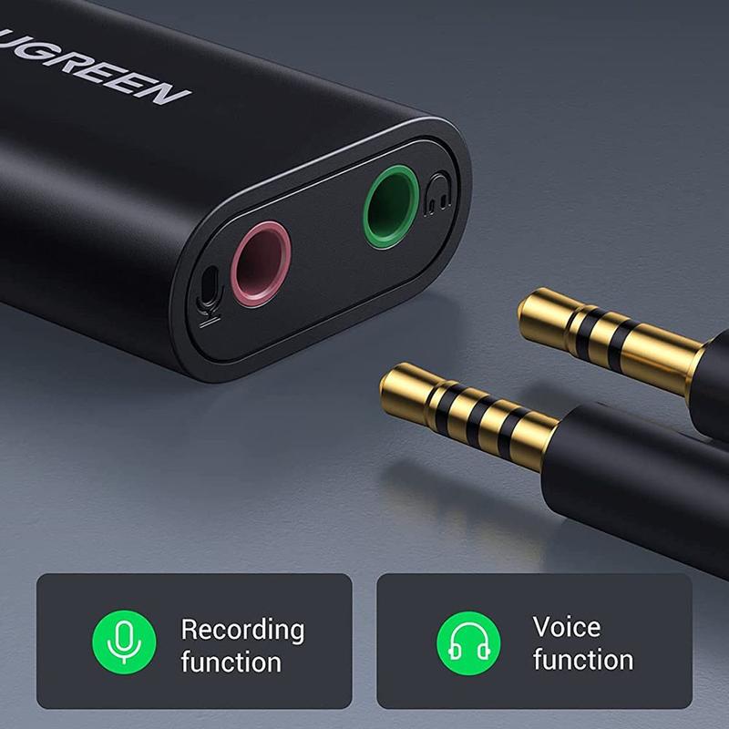 Ugreen USB Audio Interface 3.5mm Microphone Audio Adapter Soundcard External Sound Card For Laptop PS4 Headset