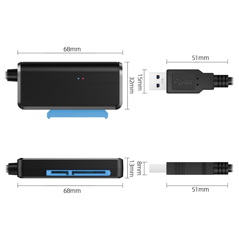 Câble Adaptateur USB 3.0 SATA III W25CE01 - Noir